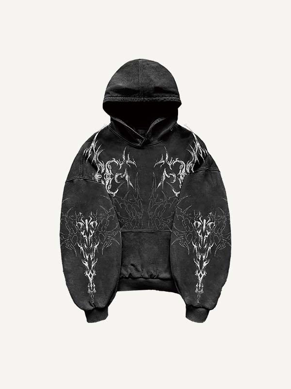 Graphic Print Slant Pockets Hoodie