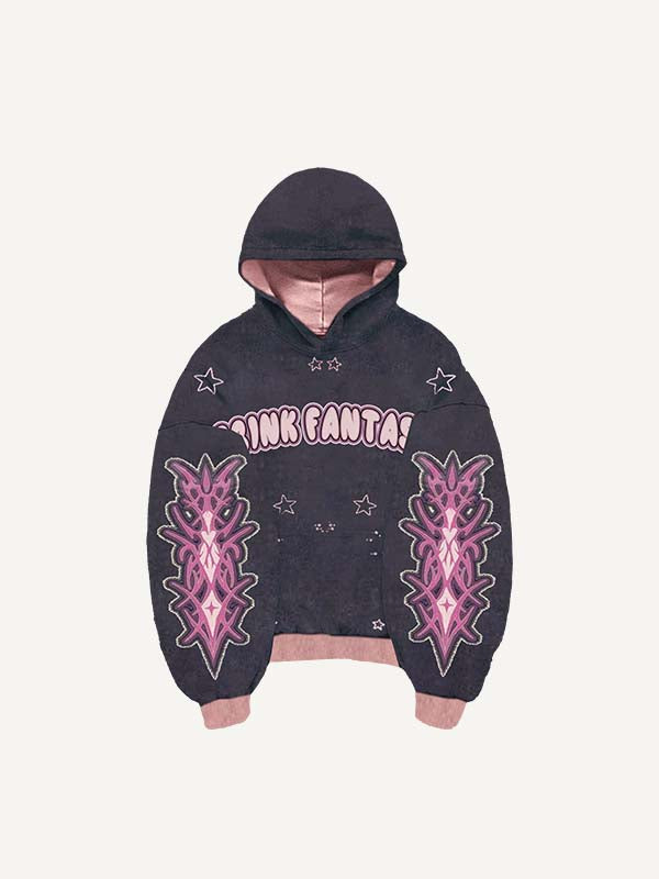 Sudadera con capucha y bolsillos inclinados con estampado gráfico de esqueleto del equipo de corazones y estrellas en bloques de color 