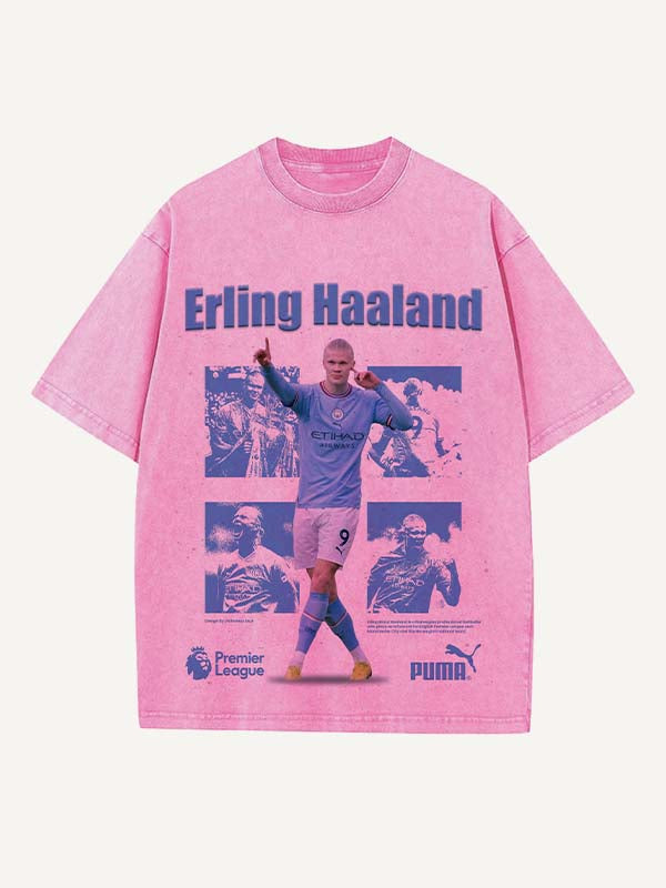 Camiseta con cuello redondo y estampado de Erling Haaland 