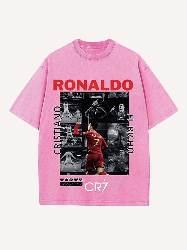 Camiseta de cuello redondo con estampado de Cristiano Ronaldo 