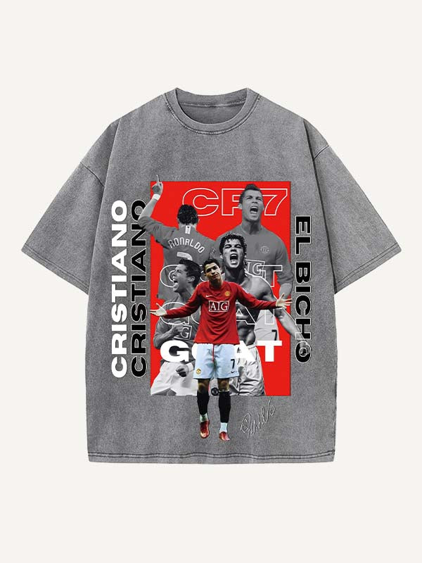 Camiseta de cuello redondo con estampado de Cristiano Ronaldo 