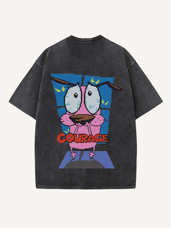 Camiseta de cuello redondo con estampado desgastado, gráfico, animal y letras 