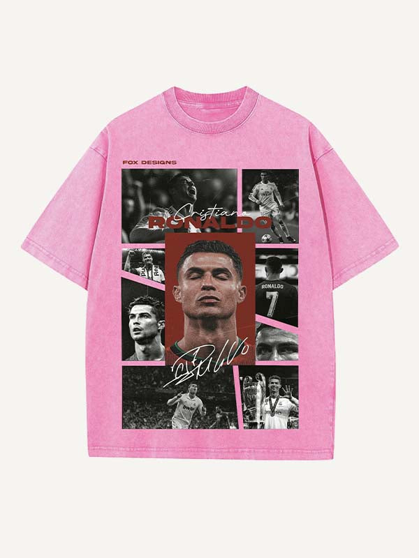 Camiseta de cuello redondo con estampado de Cristiano Ronaldo