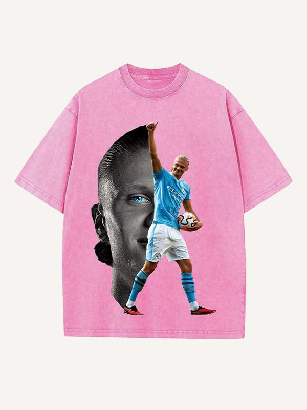 Camiseta con cuello redondo y estampado de Erling Haaland 