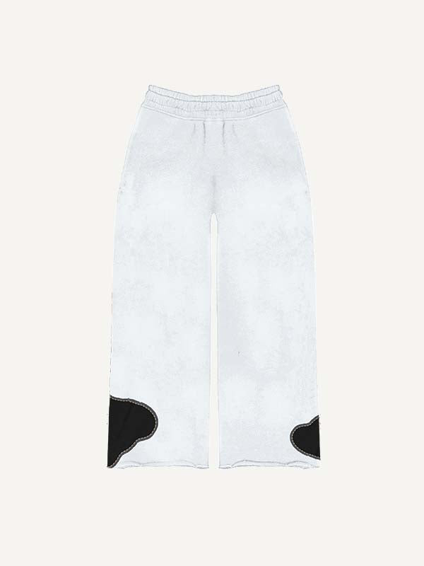 Pantalones con cintura elástica y estampado de esqueleto, corazón y fuego en bloques de color 