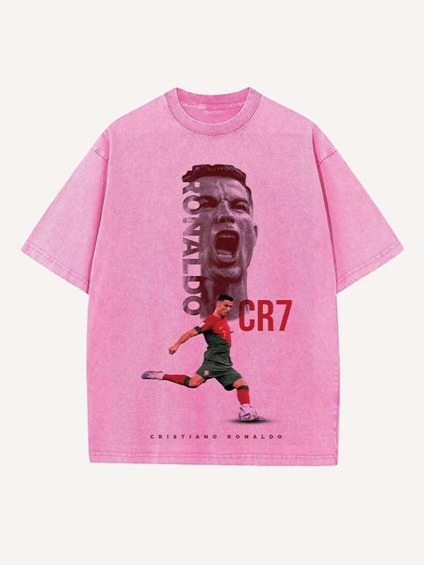 Camiseta de cuello redondo con estampado de Cristiano Ronaldo 