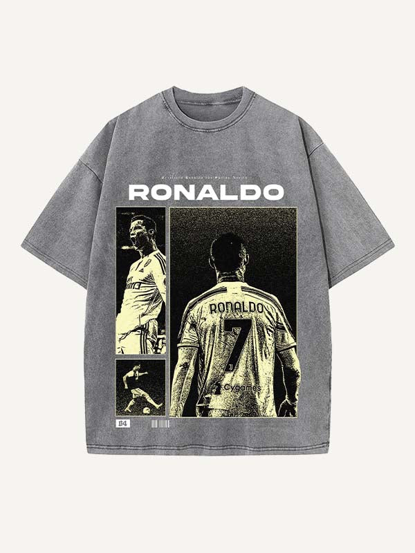 Camiseta de cuello redondo con estampado de Cristiano Ronaldo 