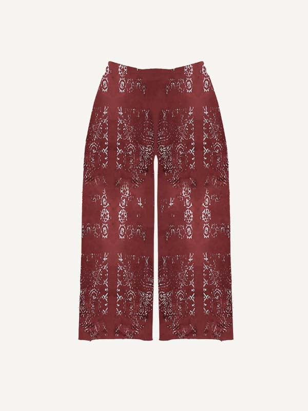 Angel&Pray&Letter Faux Decal Print Elastic Waist Pants