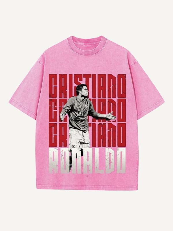 Camiseta de cuello redondo con estampado de Cristiano Ronaldo 