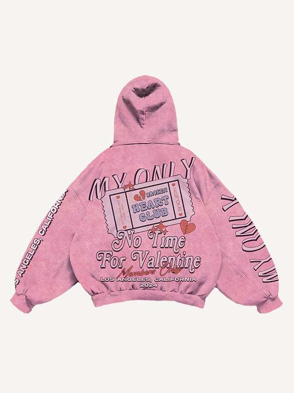Heartbroken&Letter Graphic Print Slant Pockets Hoodie
