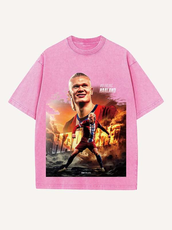 Camiseta con cuello redondo y estampado de Erling Haaland