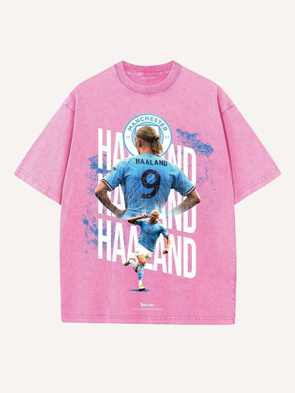 Camiseta con cuello redondo y estampado de Erling Haaland 