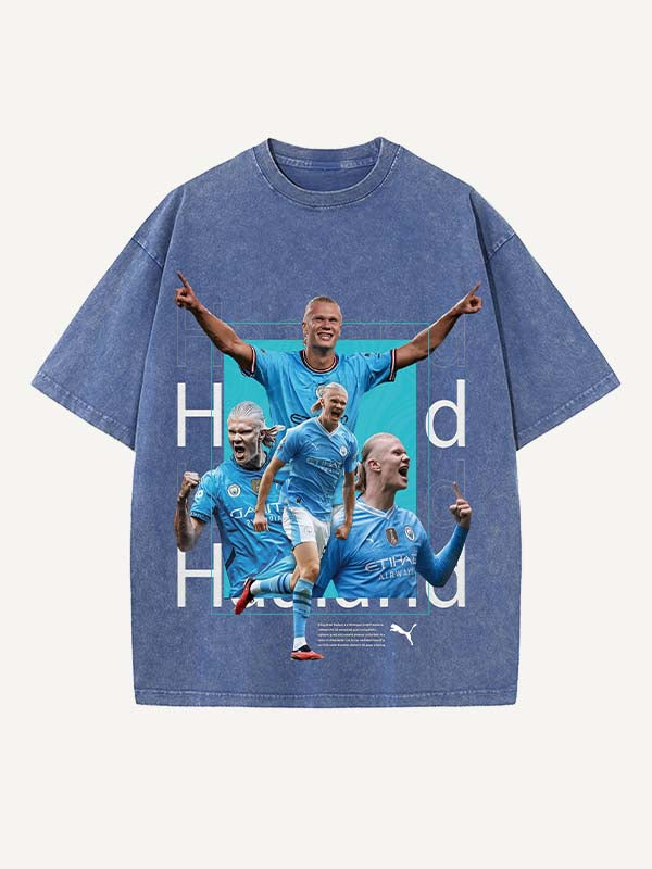 Camiseta con cuello redondo y estampado de Erling Haaland