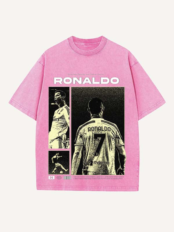 Camiseta de cuello redondo con estampado de Cristiano Ronaldo 