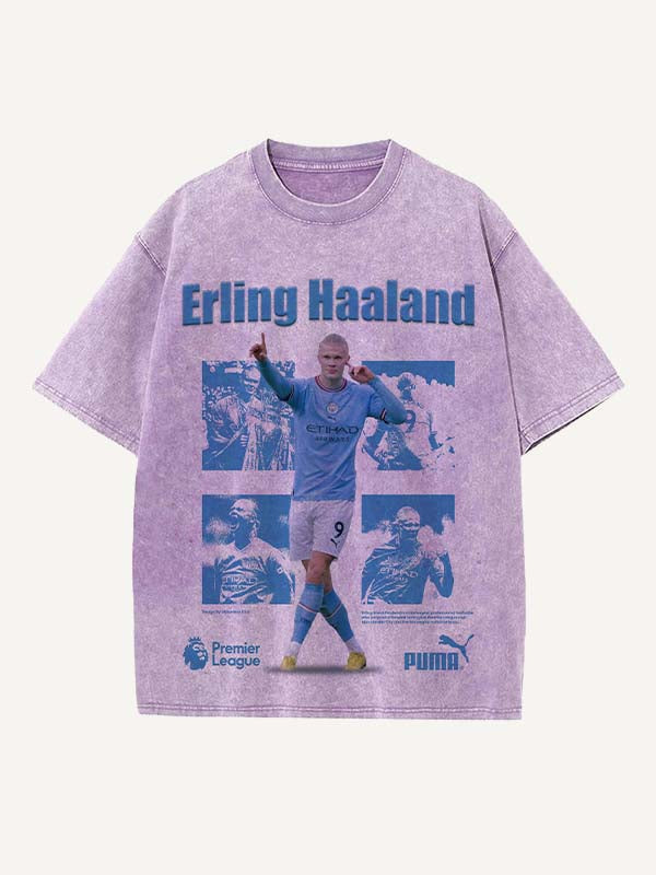 Camiseta con cuello redondo y estampado de Erling Haaland 
