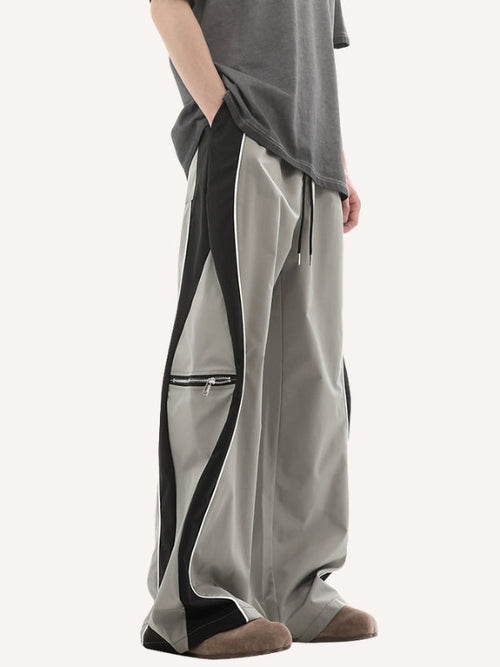 Pantalones deportivos con cintura con cordón y bloques de color 