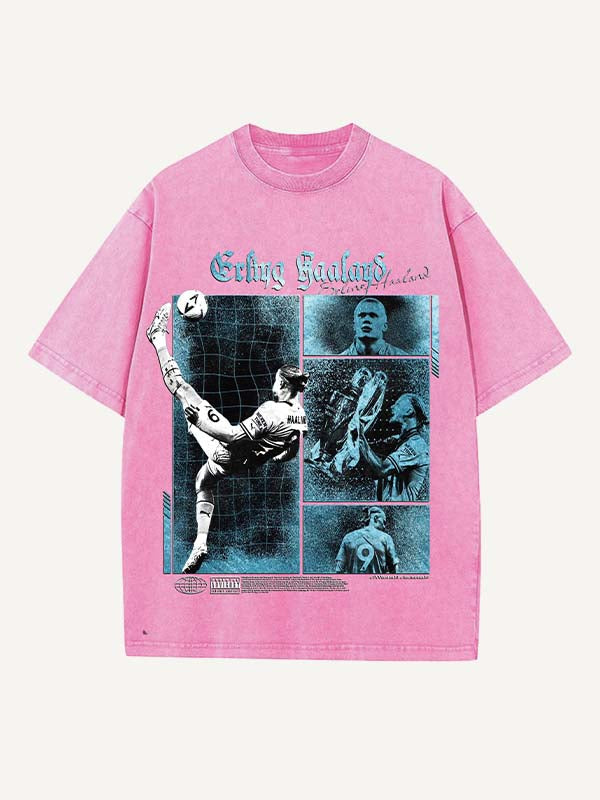 Camiseta con cuello redondo y estampado de Erling Haaland 