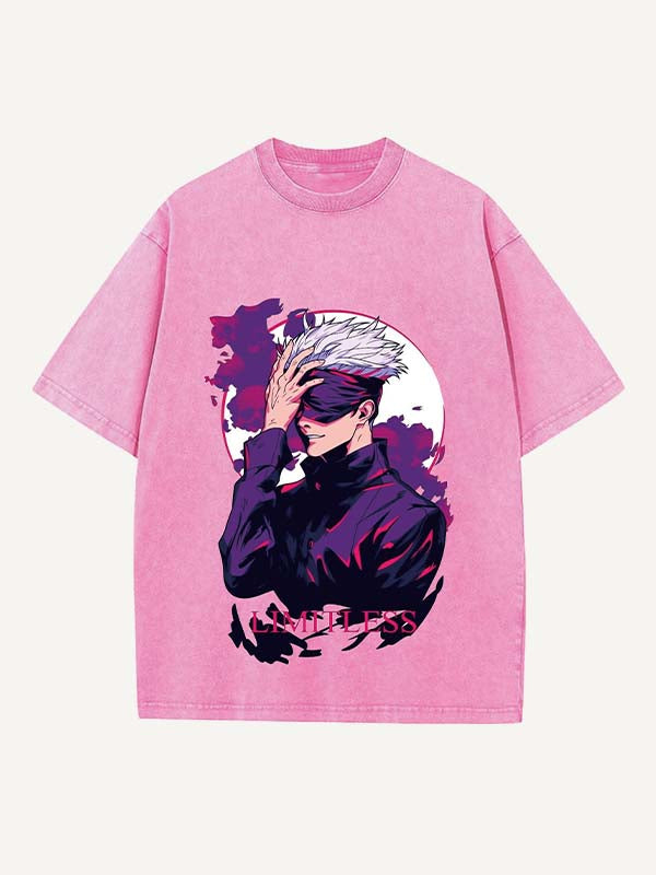 Camiseta de cuello redondo con estampado desgastado, gráfico y letras 