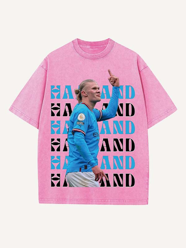 Camiseta con cuello redondo y estampado de Erling Haaland 