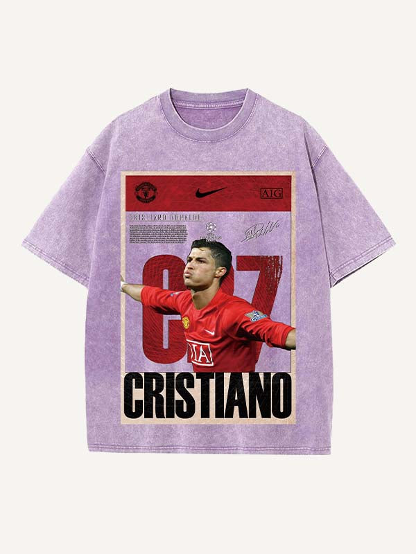 Camiseta de cuello redondo con estampado de Cristiano Ronaldo