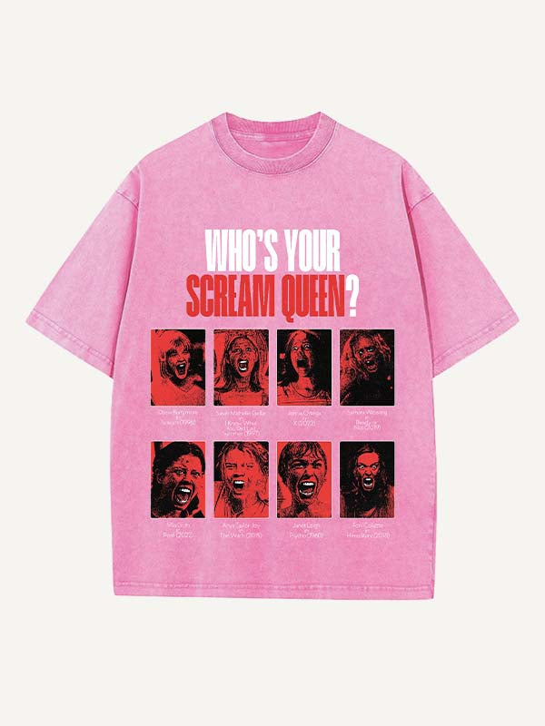 Camiseta de cuello redondo con estampado de terror de Halloween desgastado y lavado 