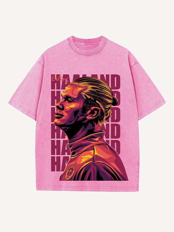 Camiseta con cuello redondo y estampado de Erling Haaland