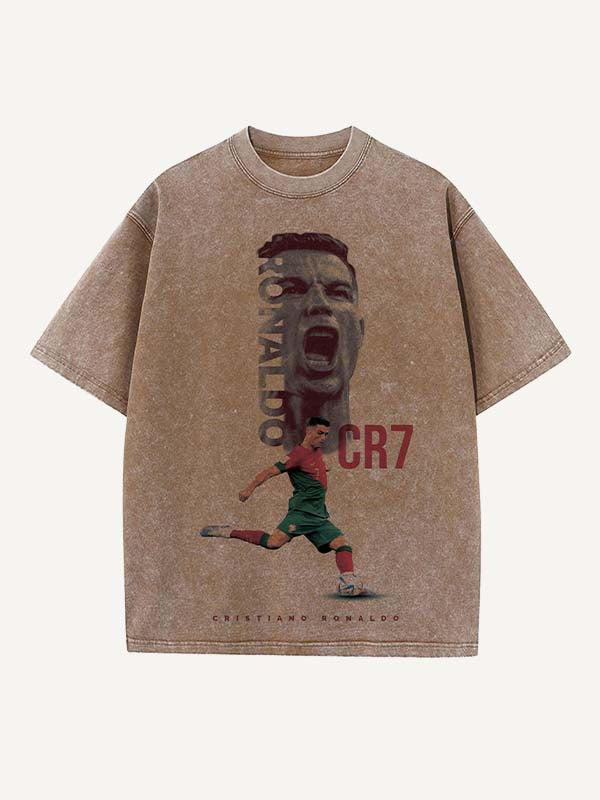 Camiseta de cuello redondo con estampado de Cristiano Ronaldo 