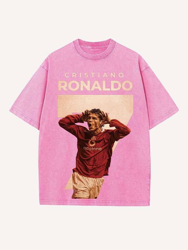 Camiseta de cuello redondo con estampado de Cristiano Ronaldo 