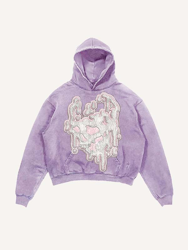 Sudadera con capucha y bolsillos inclinados con estampado gráfico desgastado y lavado 