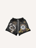 Shorts con cintura con cordón y estampado gráfico de ojos, nubes, serpientes y palmeras 