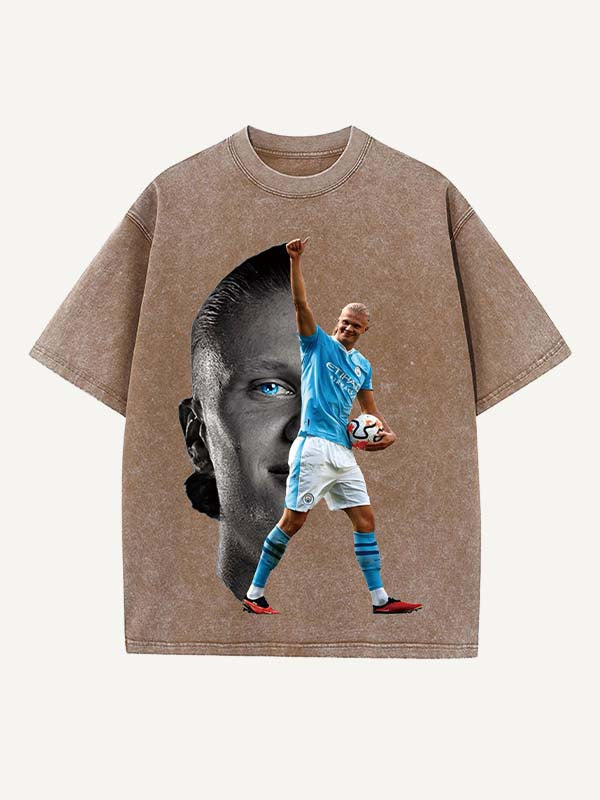 Camiseta con cuello redondo y estampado de Erling Haaland 