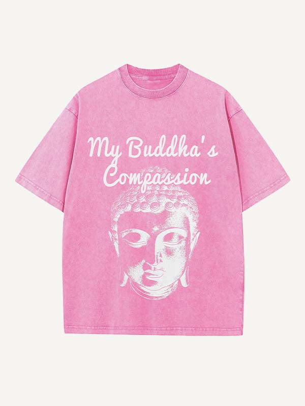 Camiseta de cuello redondo con estampado desgastado y figura lavada 