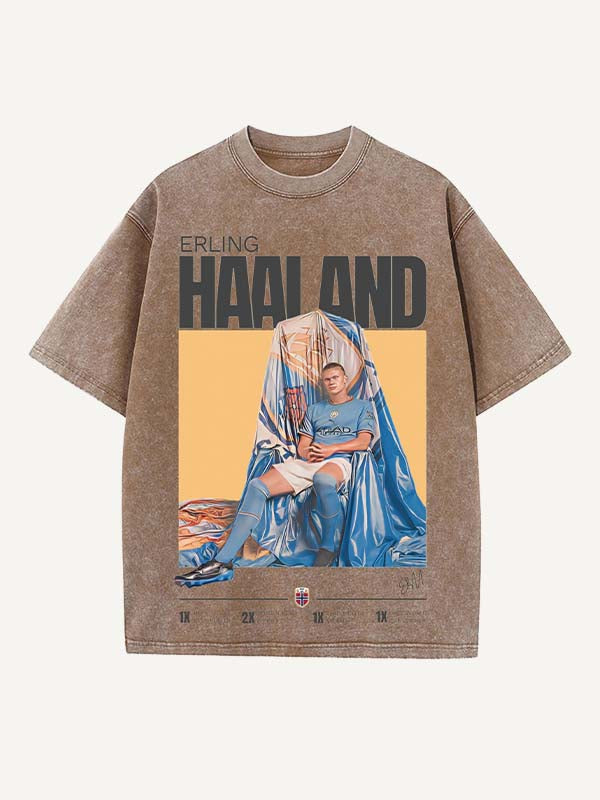 Camiseta con cuello redondo y estampado de Erling Haaland