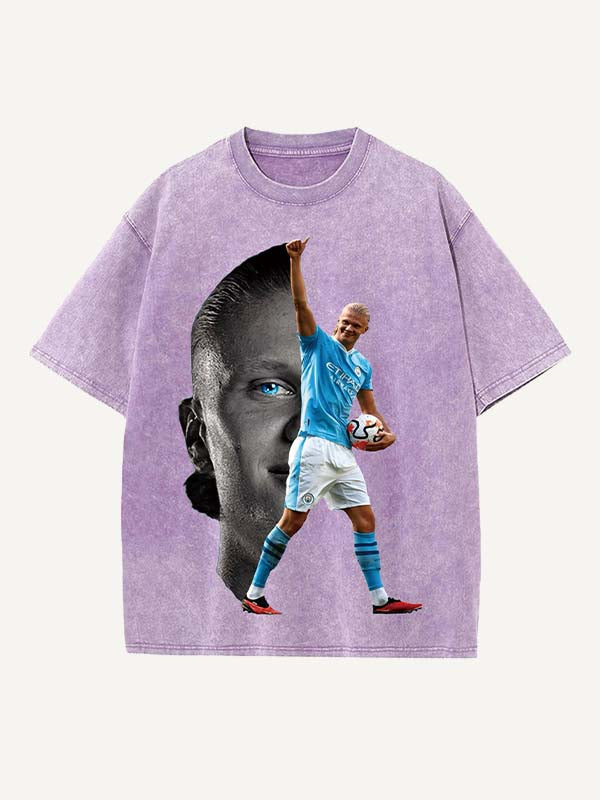 Camiseta con cuello redondo y estampado de Erling Haaland 