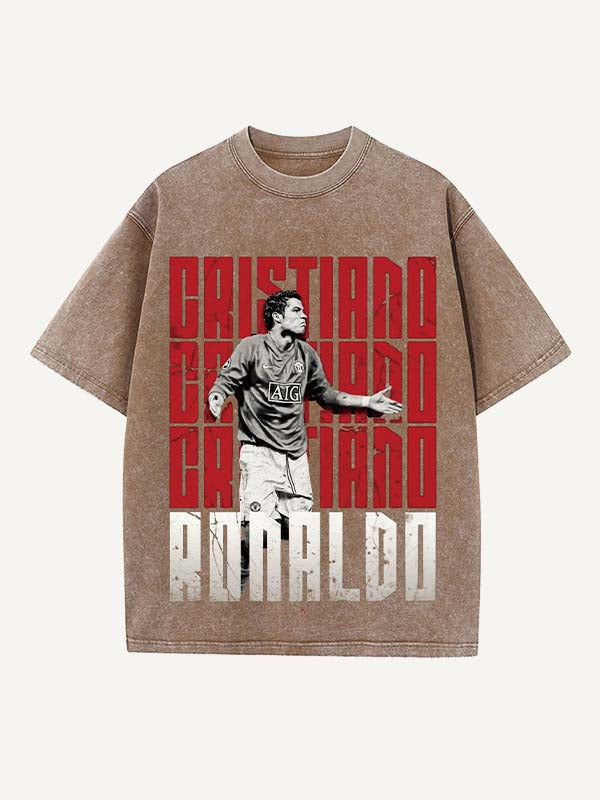 Camiseta de cuello redondo con estampado de Cristiano Ronaldo 