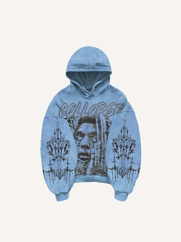 Sudadera con capucha y bolsillos inclinados con estampado gráfico de figura y estrella 