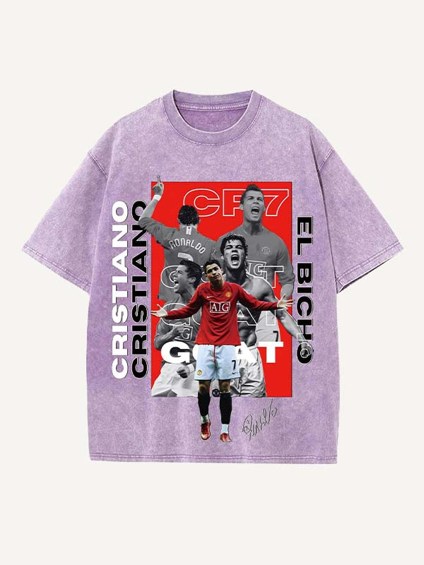 Camiseta de cuello redondo con estampado de Cristiano Ronaldo 