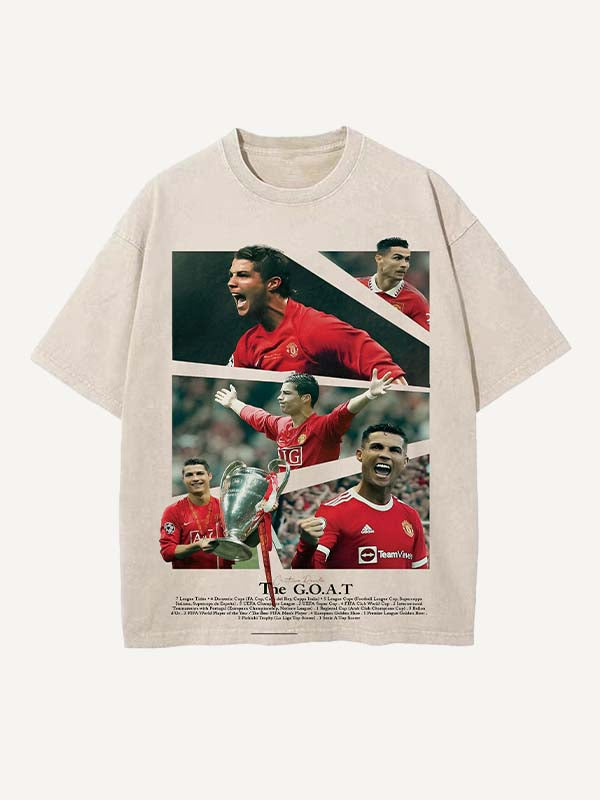 Camiseta de cuello redondo con estampado de Cristiano Ronaldo 
