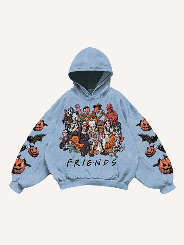 Halloween Horror Print Slant Pockets Hoodie