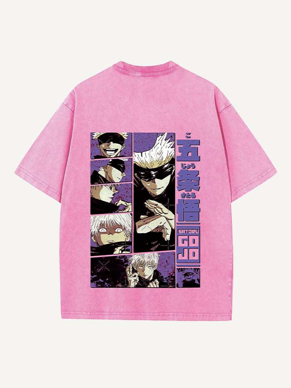 Camiseta de cuello redondo con estampado desgastado, gráfico y letras 