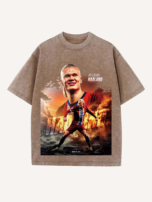 Camiseta con cuello redondo y estampado de Erling Haaland