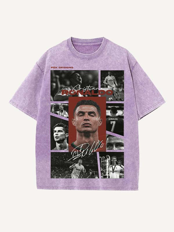 Camiseta de cuello redondo con estampado de Cristiano Ronaldo