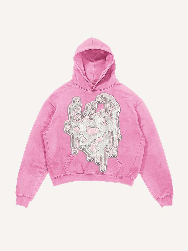 Sudadera con capucha y bolsillos inclinados con estampado gráfico desgastado y lavado 