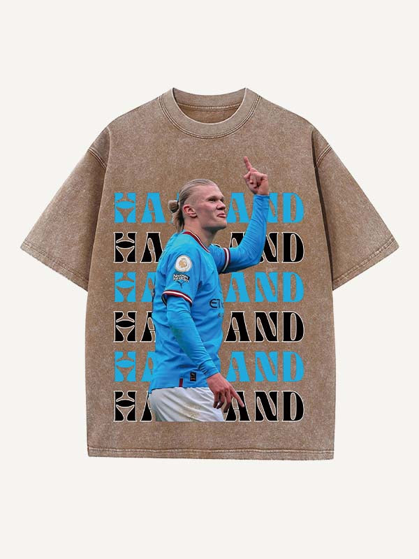 Camiseta con cuello redondo y estampado de Erling Haaland 