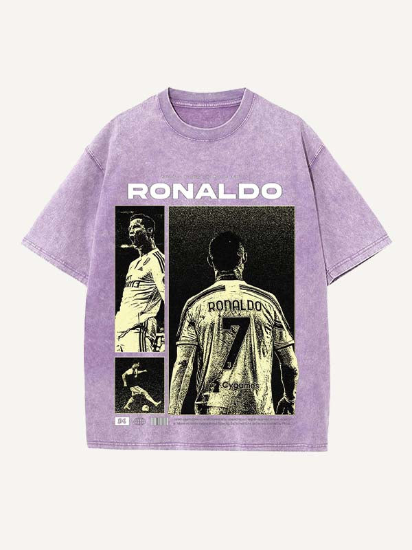 Camiseta de cuello redondo con estampado de Cristiano Ronaldo 