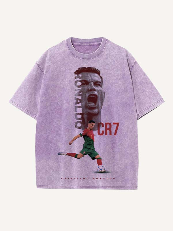 Camiseta de cuello redondo con estampado de Cristiano Ronaldo 