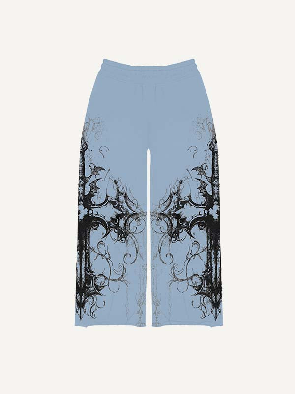 Cross&Graphic Print Elastic Waist Pants