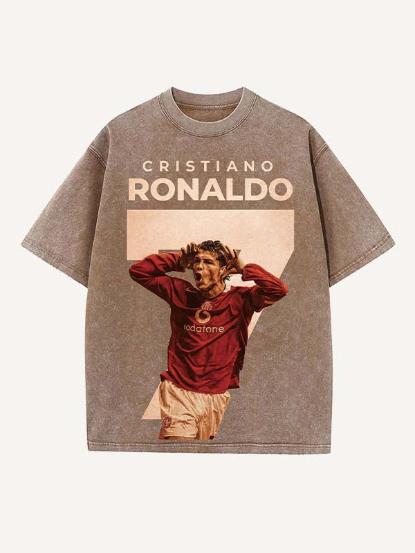 Camiseta de cuello redondo con estampado de Cristiano Ronaldo 
