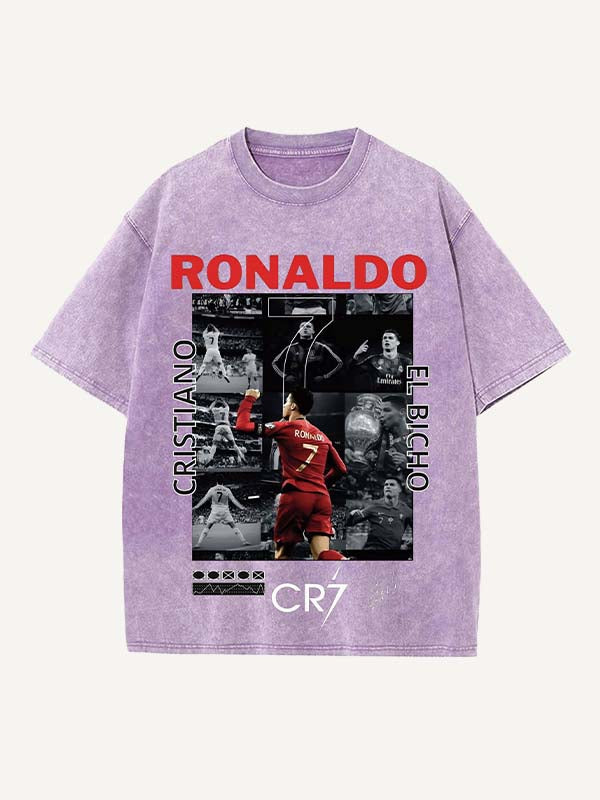 Camiseta de cuello redondo con estampado de Cristiano Ronaldo 
