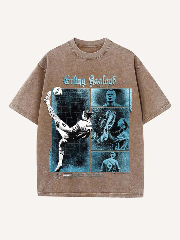 Camiseta con cuello redondo y estampado de Erling Haaland 